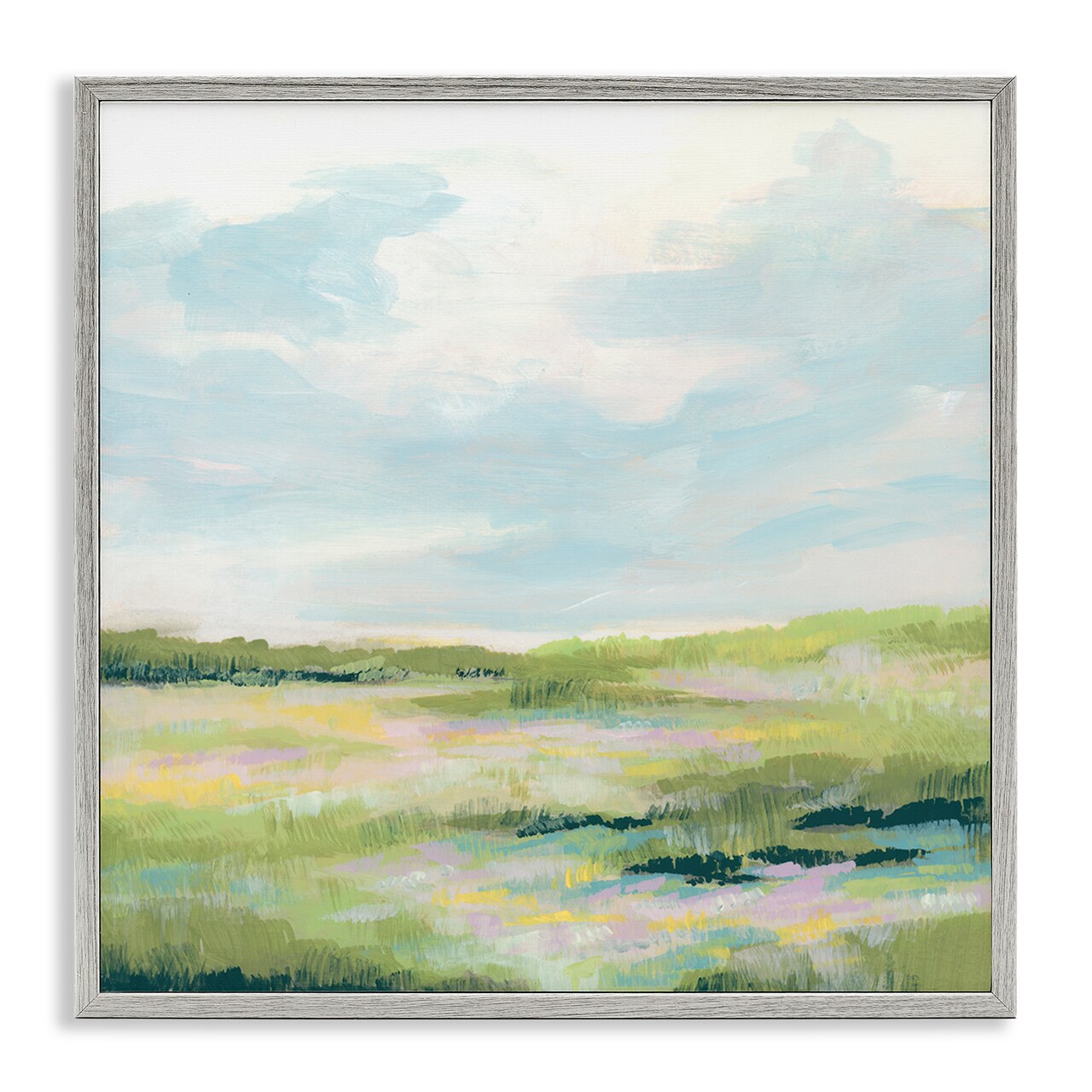 Stupell Industries Pastel Meadow Landscape Framed Giclee Wall Art Design by June Erica Vess